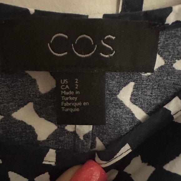 COS Navy and White Geometric Tunic Mini Dress Size‎ 2 - Picture 3 of 5